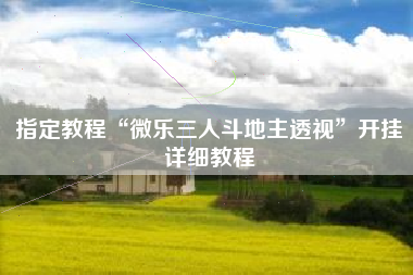 指定教程“微乐三人斗地主透视”开挂详细教程