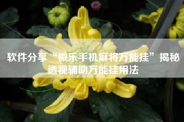 软件分享“微乐手机麻将万能挂	”揭秘透视辅助万能挂用法