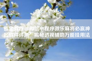 指定教程“微信小程序微乐麻将必赢神器软件评测”揭秘透视辅助万能挂用法