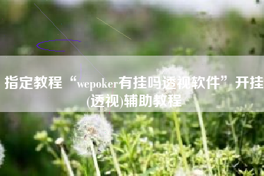 指定教程“wepoker有挂吗透视软件”开挂(透视)辅助教程