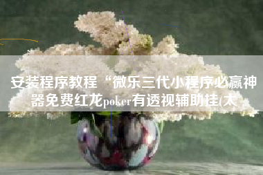 安装程序教程“微乐三代小程序必赢神器免费红龙poker有透视辅助挂(太
