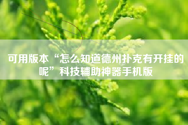 可用版本“怎么知道德州扑克有开挂的呢”科技辅助神器手机版