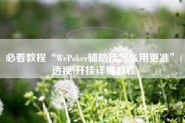 必看教程“WePoker辅助挂怎么用更准	”(透视)开挂详细教程