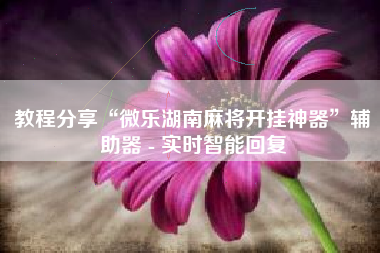 教程分享“微乐湖南麻将开挂神器	”辅助器 - 实时智能回复