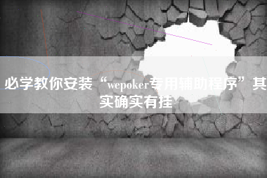 必学教你安装“wepoker专用辅助程序”其实确实有挂