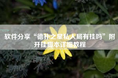 软件分享“德扑之星私人局有挂吗”附开挂脚本详细教程