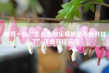 推荐一款“怎么看微乐麻将是不是开挂了”详细开挂玩法