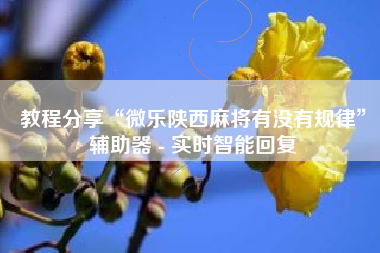 教程分享“微乐陕西麻将有没有规律	”辅助器 - 实时智能回复