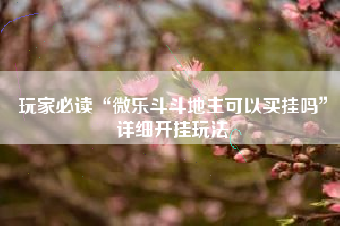 玩家必读“微乐斗斗地主可以买挂吗”详细开挂玩法