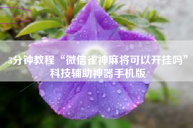 3分钟教程“微信雀神麻将可以开挂吗”科技辅助神器手机版