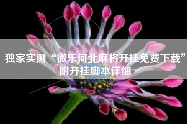 独家实测“微乐河北麻将开挂免费下载”附开挂脚本详细