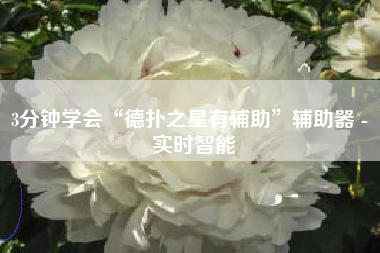 3分钟学会“德扑之星有辅助”辅助器 - 实时智能