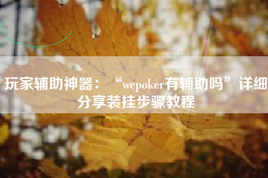 玩家辅助神器：“wepoker有辅助吗	”详细分享装挂步骤教程