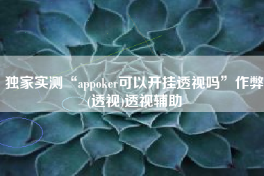 独家实测“appoker可以开挂透视吗	”作弊(透视)透视辅助