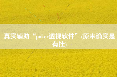 真实辅助“poker透视软件	”(原来确实是有挂)