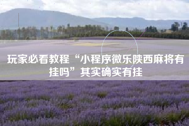 玩家必看教程“小程序微乐陕西麻将有挂吗”其实确实有挂