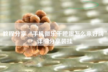 教程分享“手机微乐干瞪眼怎么来好牌”详细分享装挂