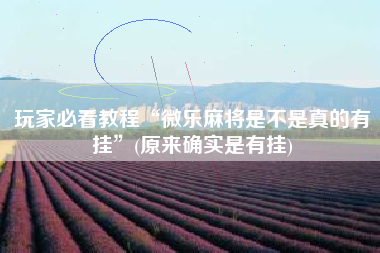 玩家必看教程“微乐麻将是不是真的有挂”(原来确实是有挂)