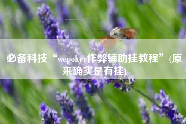必备科技“wepoker作弊辅助挂教程”(原来确实是有挂)