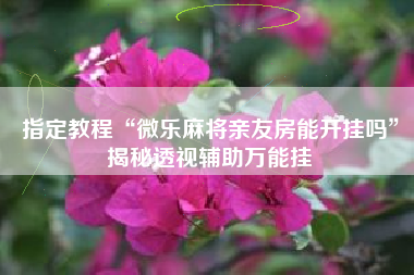 指定教程“微乐麻将亲友房能开挂吗	”揭秘透视辅助万能挂