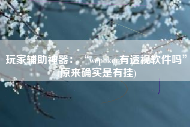 玩家辅助神器：“wepoker有透视软件吗”(原来确实是有挂)