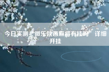 今日实测“微乐陕西麻将有挂吗	”详细开挂