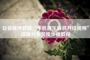 安装程序教程“手机微乐麻将开挂视频”详细分享装挂步骤教程