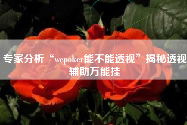 专家分析“wepoker能不能透视	”揭秘透视辅助万能挂
