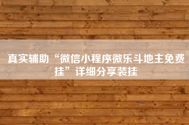真实辅助“微信小程序微乐斗地主免费挂”详细分享装挂