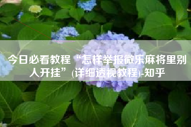 今日必看教程“怎样举报微乐麻将里别人开挂	”(详细透视教程)-知乎