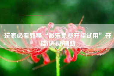 玩家必看教程“微乐免费开挂试用	”开挂(透视)辅助