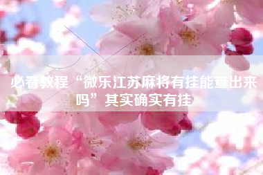 必看教程“微乐江苏麻将有挂能查出来吗”其实确实有挂