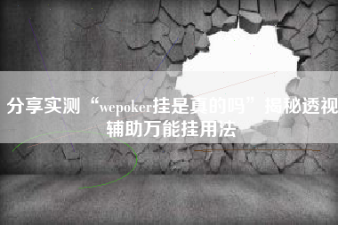 分享实测“wepoker挂是真的吗	”揭秘透视辅助万能挂用法