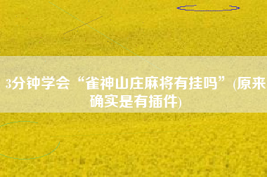 3分钟学会“雀神山庄麻将有挂吗	”(原来确实是有插件)