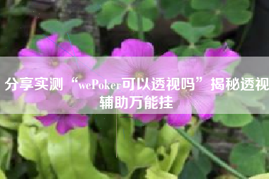 分享实测“wePoker可以透视吗	”揭秘透视辅助万能挂