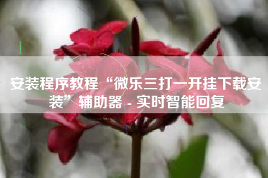 安装程序教程“微乐三打一开挂下载安装”辅助器 - 实时智能回复