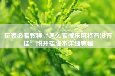 玩家必看教程“怎么看微乐麻将有没有挂”附开挂脚本详细教程