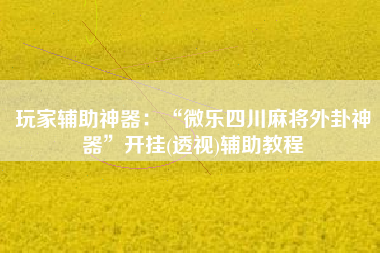 玩家辅助神器：“微乐四川麻将外卦神器	”开挂(透视)辅助教程