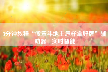 3分钟教程“微乐斗地主怎样拿好牌	”辅助器 - 实时智能