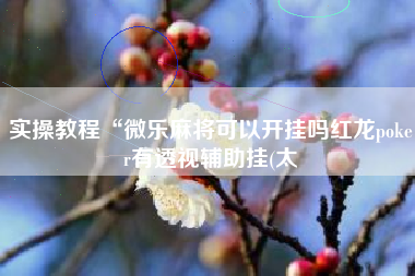 实操教程“微乐麻将可以开挂吗红龙poker有透视辅助挂(太