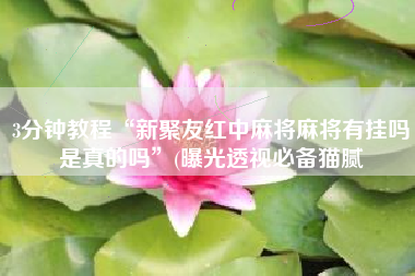 3分钟教程“新聚友红中麻将麻将有挂吗是真的吗”(曝光透视必备猫腻