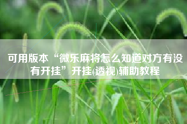 可用版本“微乐麻将怎么知道对方有没有开挂”开挂(透视)辅助教程