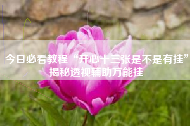 今日必看教程“开心十三张是不是有挂”揭秘透视辅助万能挂