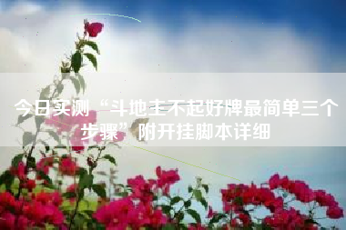 今日实测“斗地主不起好牌最简单三个步骤	”附开挂脚本详细