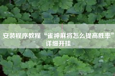 安装程序教程“雀神麻将怎么提高胜率”详细开挂