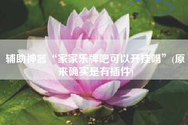 辅助神器“家家乐牌吧可以开挂吗”(原来确实是有插件)