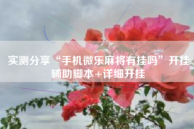 实测分享“手机微乐麻将有挂吗”开挂辅助脚本+详细开挂