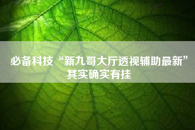 必备科技“新九哥大厅透视辅助最新	”其实确实有挂