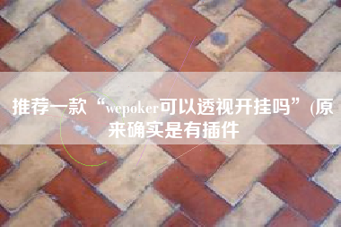 推荐一款“wepoker可以透视开挂吗”(原来确实是有插件