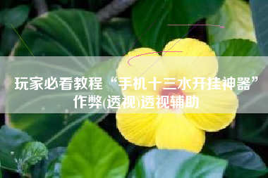 玩家必看教程“手机十三水开挂神器	”作弊(透视)透视辅助